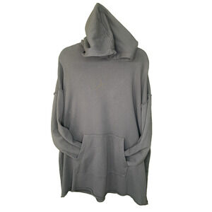 Eileen Fisher Sweater Womens Size Medium Gray Organic Cotton Relaxed Fit Hoodie